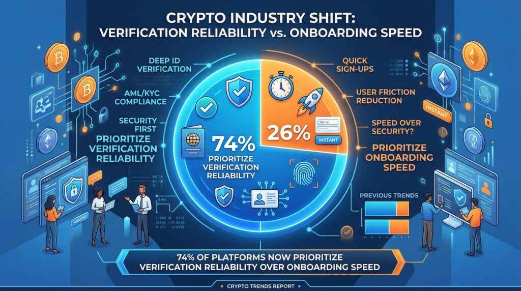 Crypto : 74 % des plateformes privilégient désormais la fiabilité des vérifications à la vitesse d’onboarding
